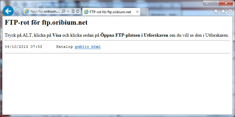 Anslut till FTP-servern med webbläsaren