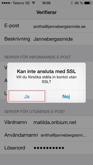 e-post Iphone - SSL